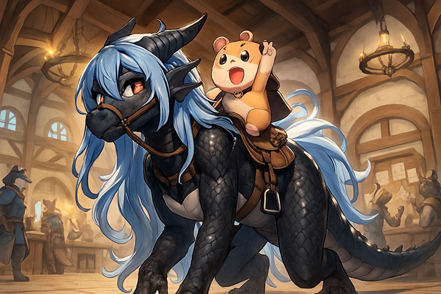 Anime Dragon Guild Hall with Hamster Rider