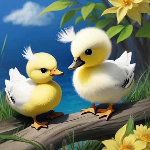 Cute Baby Duck in Anime Style
