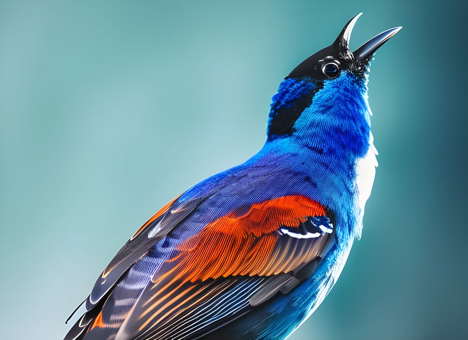 Mountain Bluebird Portrait in Gouache and Watercolor