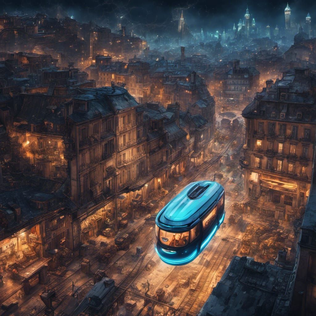 Futuristic Lyon: Suspended Subway and Flying Cars