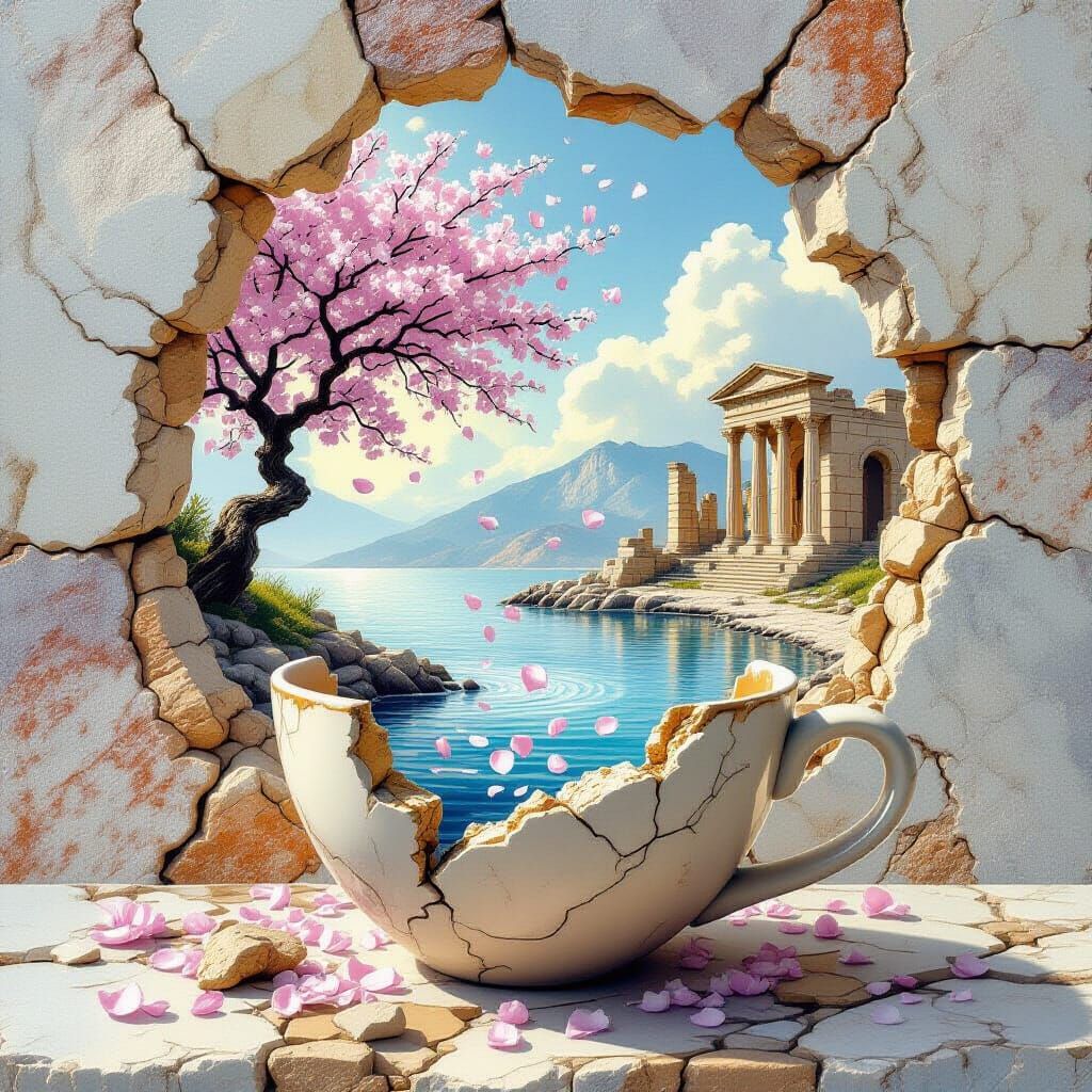 Broken Cup Portal: A Sfumato Digital Painting