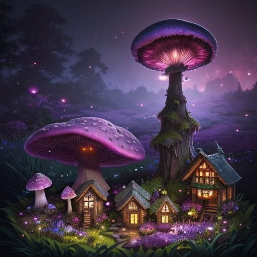 Magical Fairy Garden at Sunset, Macro Photography