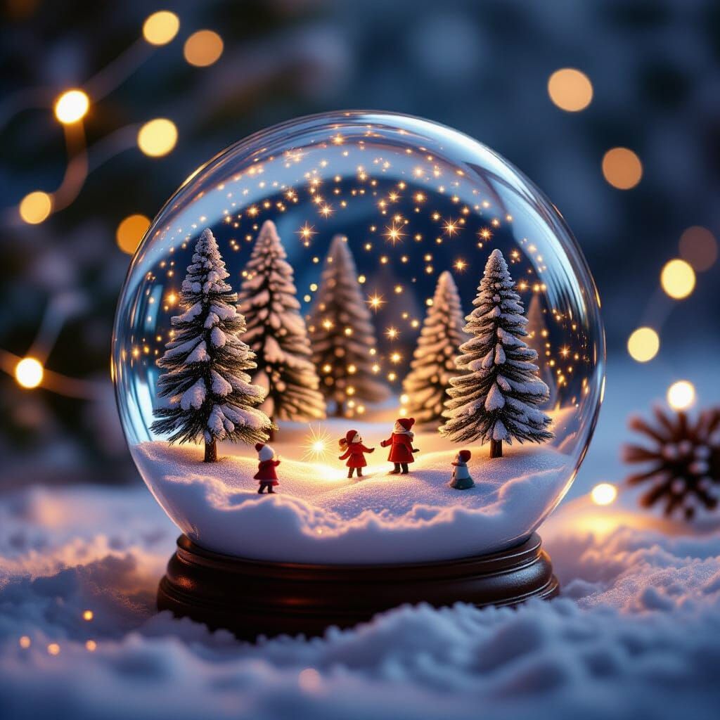 Magical Winter World Inside Glass Orb