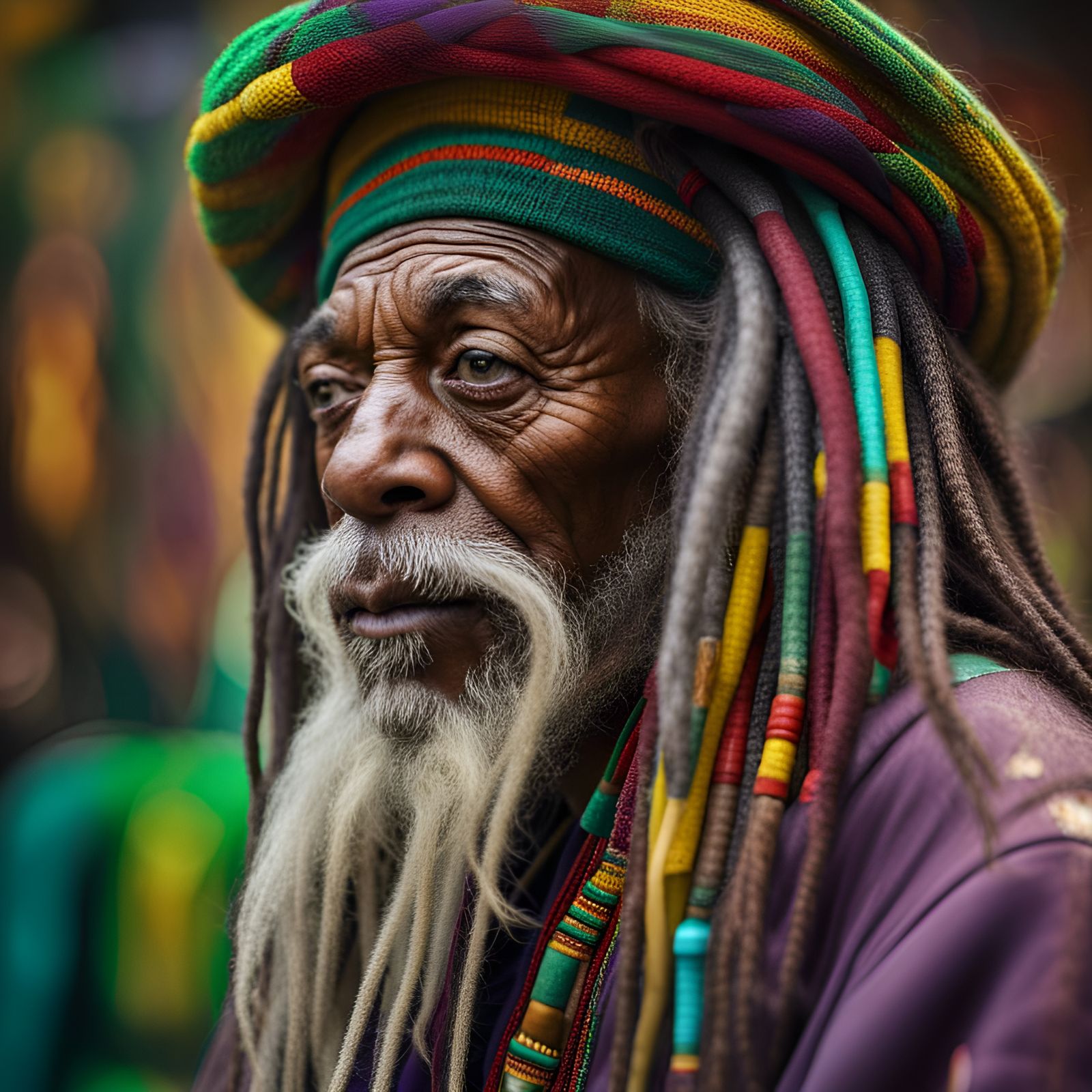 Hyperrealistic Portrait of a Rasta Man in Graffiti Art