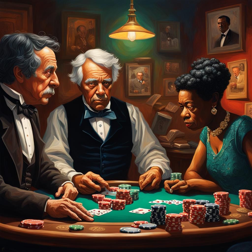 Literary Legends Play Poker: Hyperrealistic Concept Art