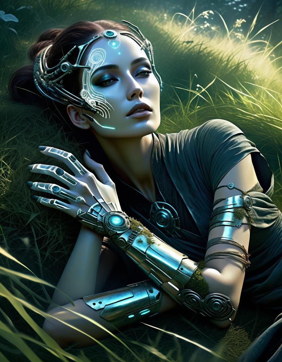 Cybernetic Girl in Dark Fantasy Art Style