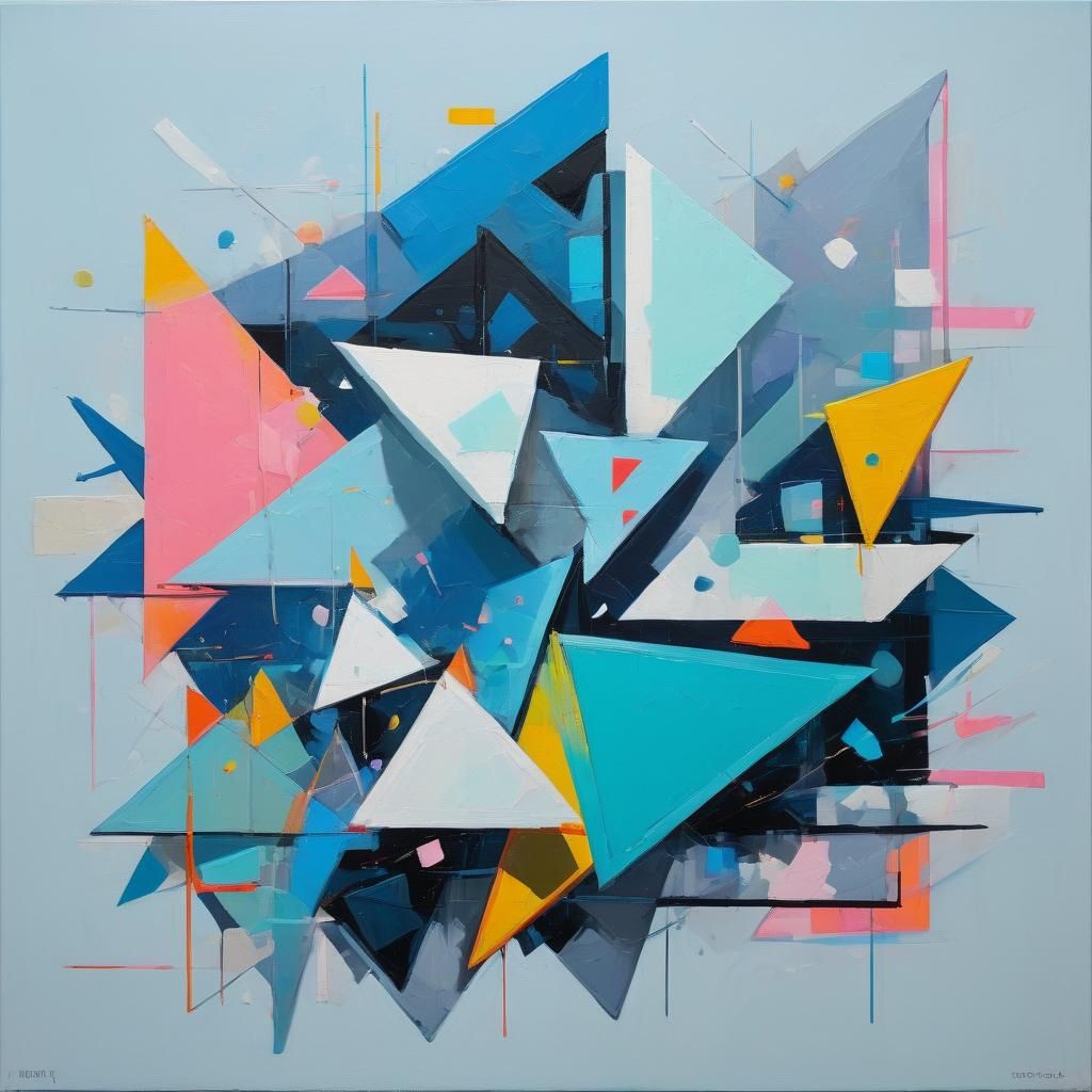 Modern Geometric Painting with Neon Accents