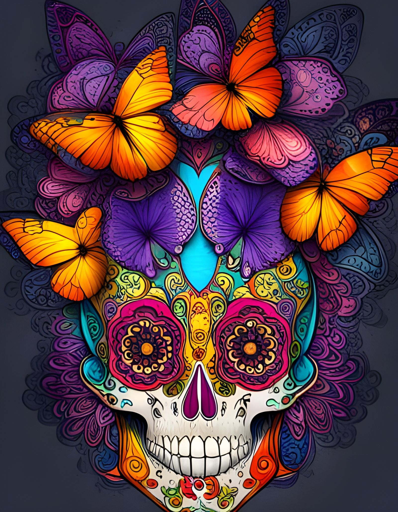 Butterfly Skull in Pop Art Style