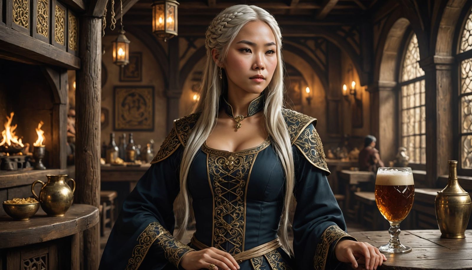 Medieval Alehouse Portrait of Woman with Braided Hair