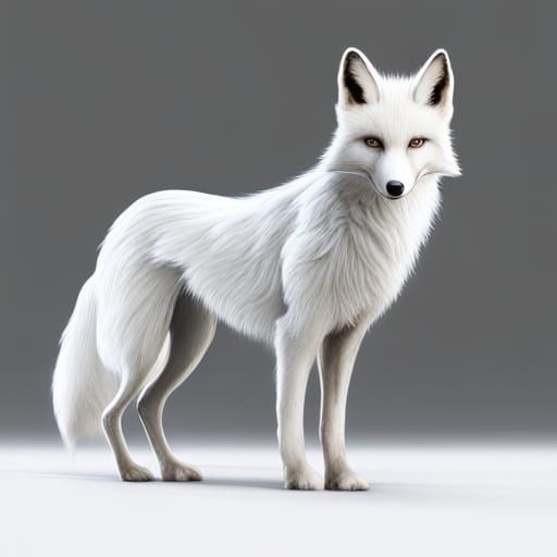 Hyperrealistic White Fox in Detailed Matte Painting