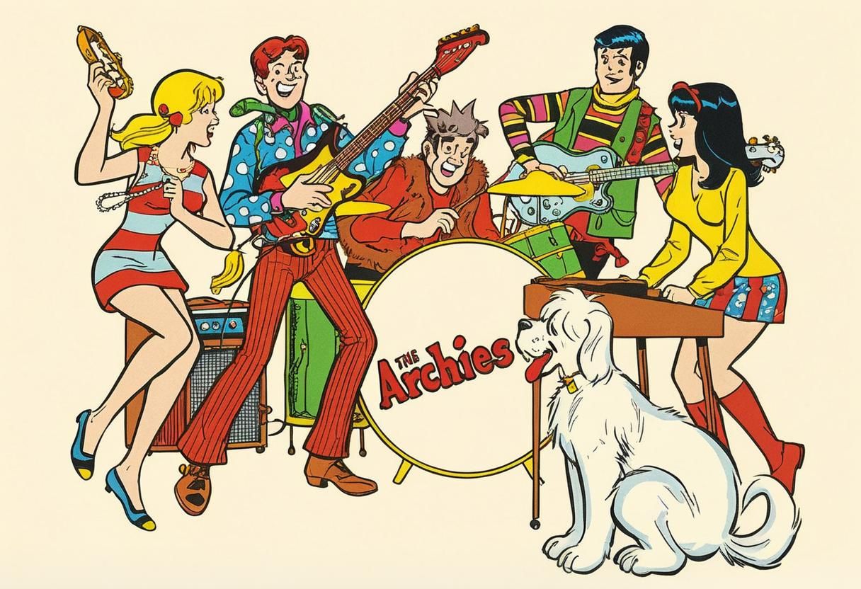 The Archies as Metal Rock Stars in Pop Art