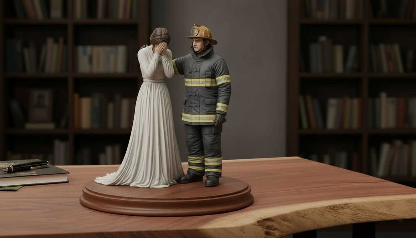 Firefighter Figurine with Joyful Wife