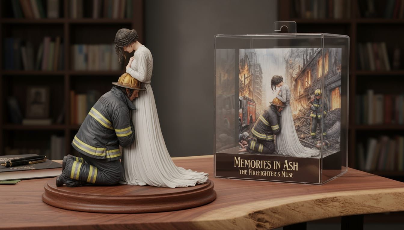 Figurine of Joyful Firefighter with Pregnant Wife