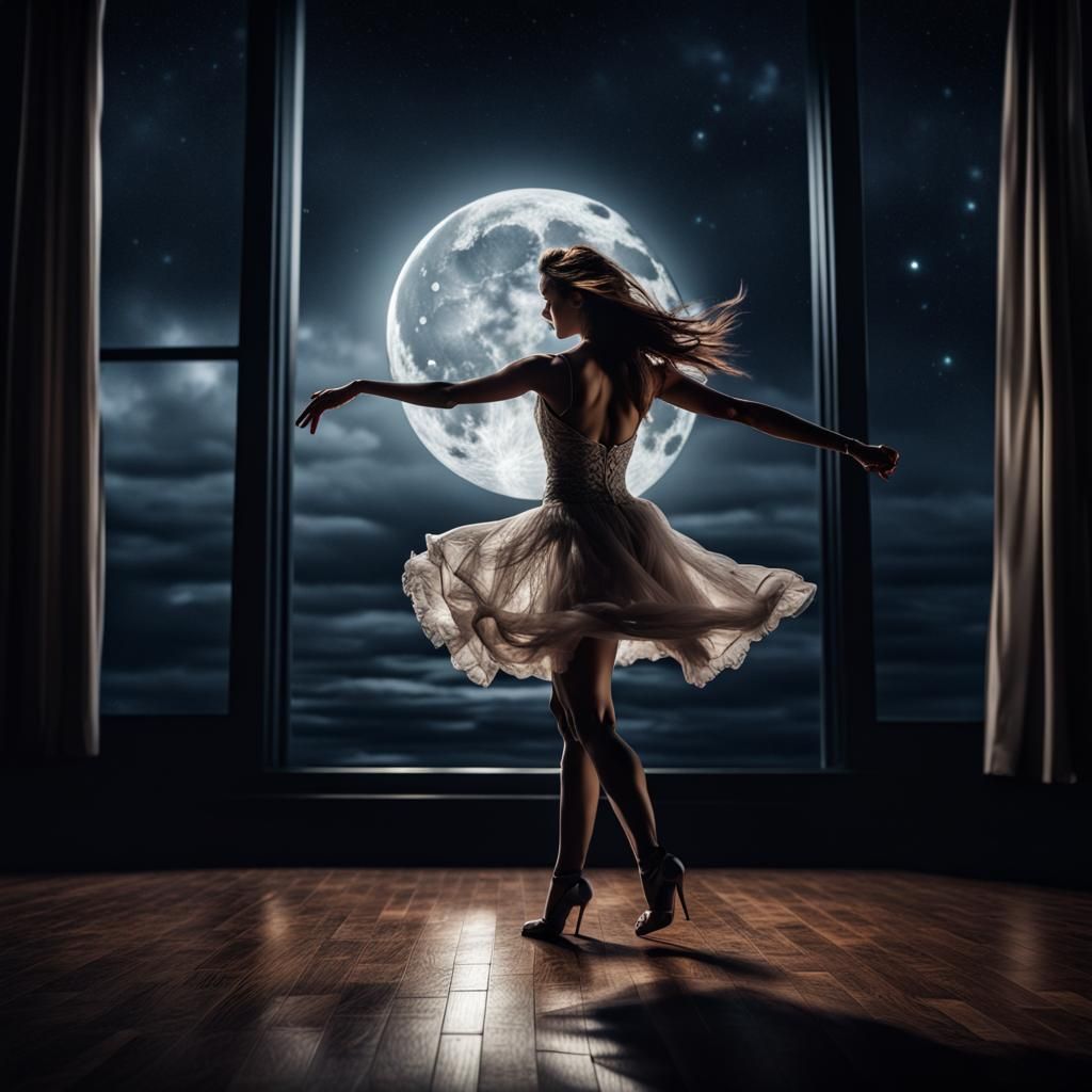 Moonlit Dance: Hyperrealistic Cinematic Still
