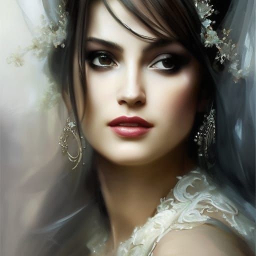 Bride and Groom in the Rain, Hyper-Realistic Textures