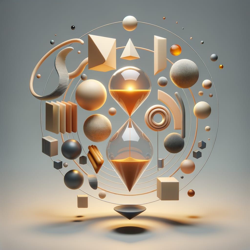 Abstract Geometric Shapes in Amber and Cream