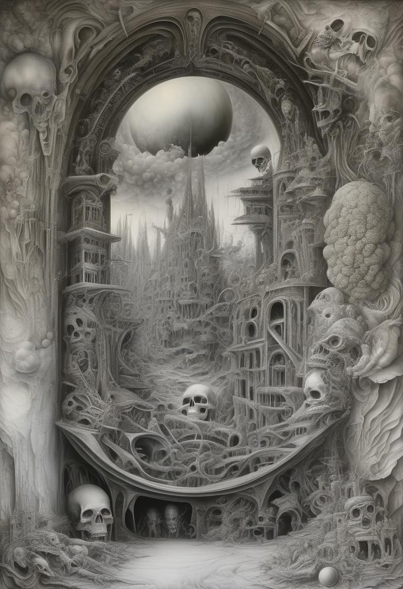 Surreal Post-Apocalyptic Wonderland Drawing