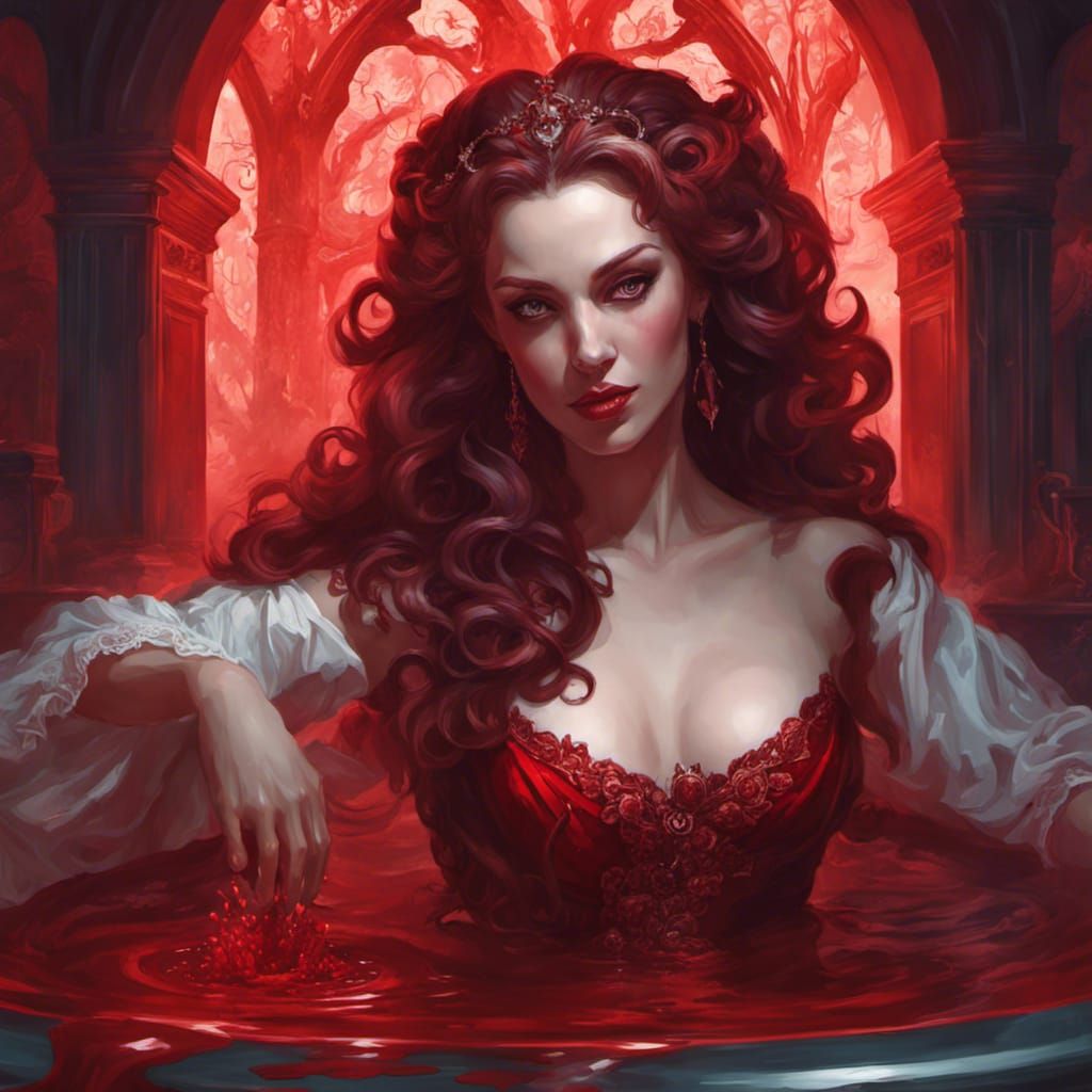 Countess Bathory in Blood, Art Nouveau Portrait
