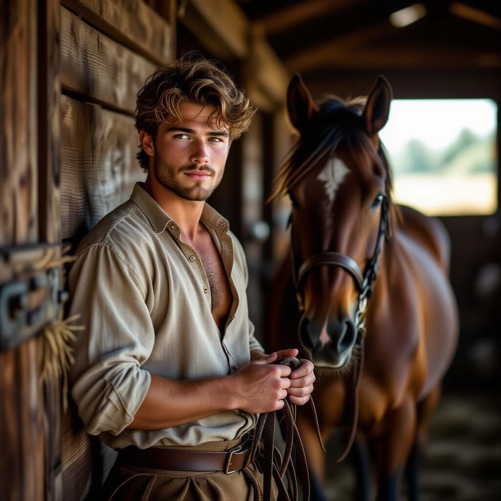 Medieval Stable Boy Portrait with Natural Studio Lighting