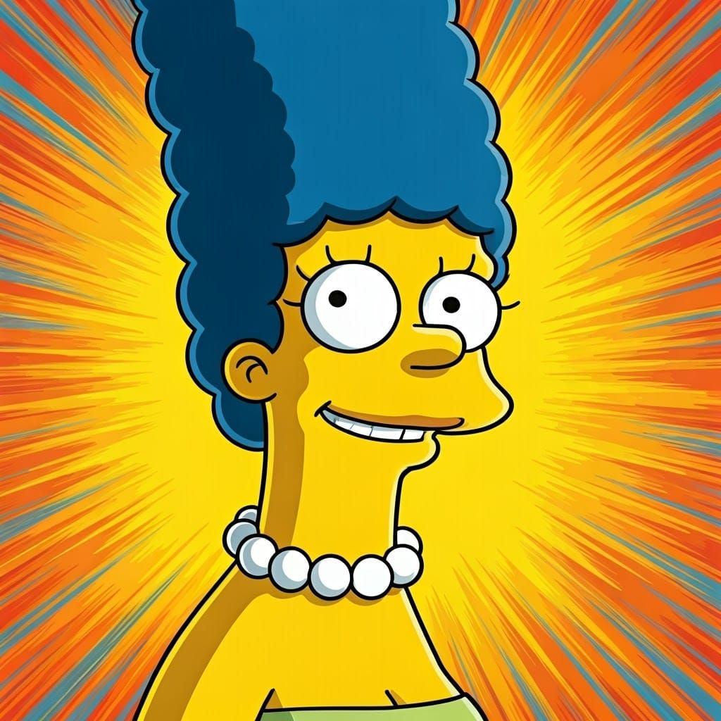Vibrant Cartoon Portrait of Marge Simpson in Classic Style