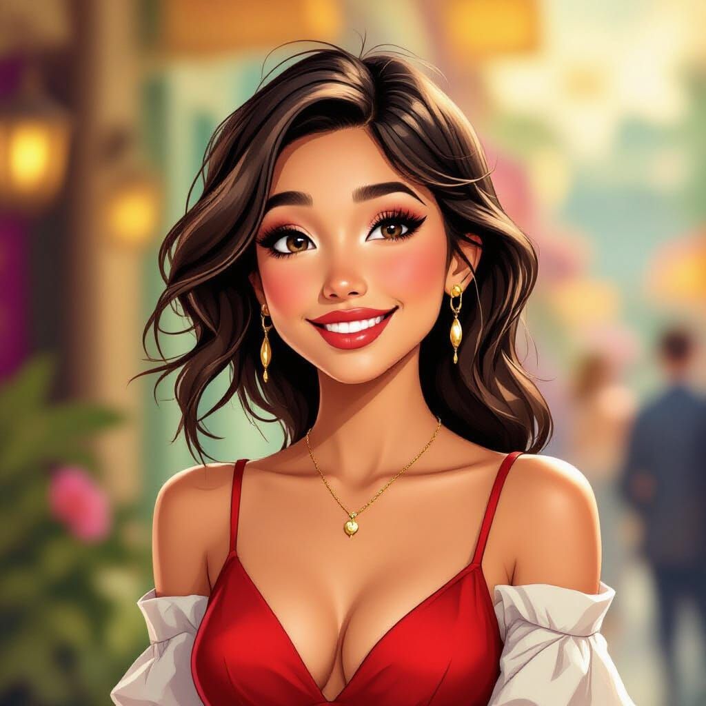 Confident Woman in Vibrant, Whimsical Style