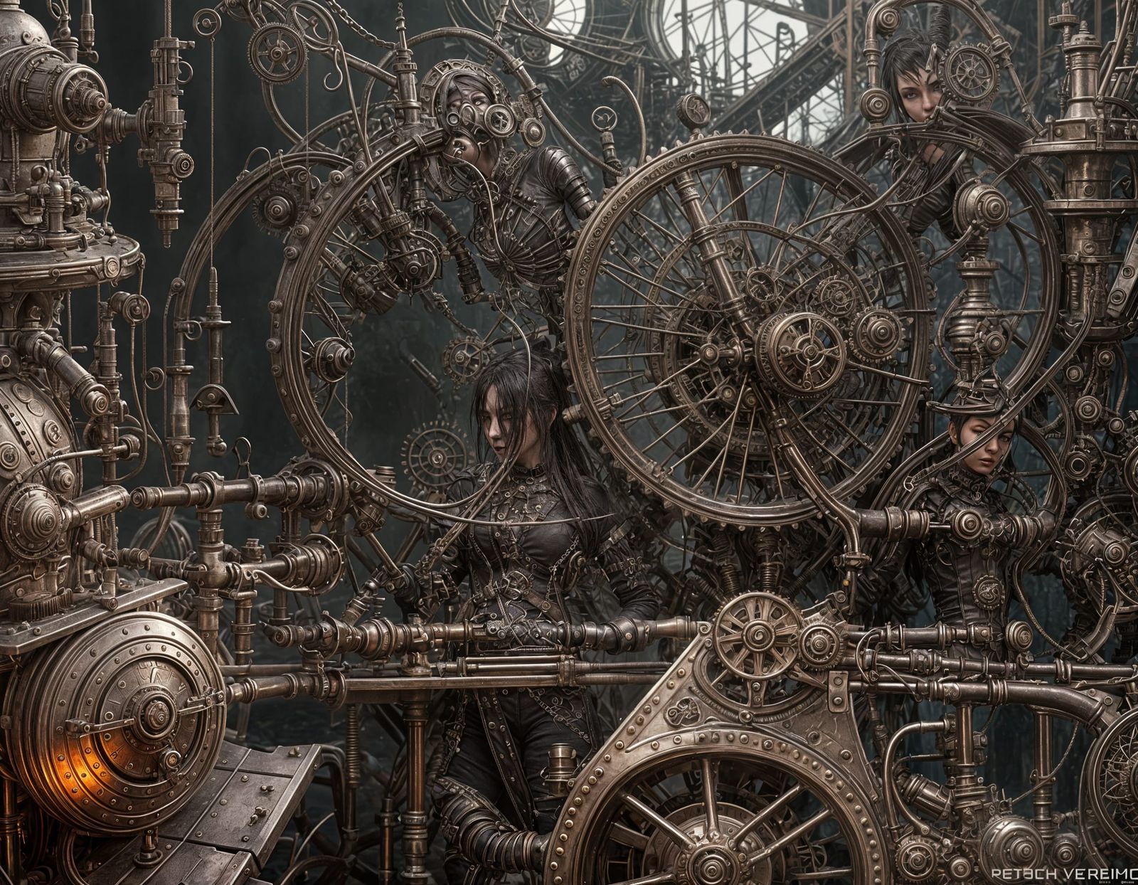 Ethereal Steampunk Goth Girl in Dark Victorian Aesthetic