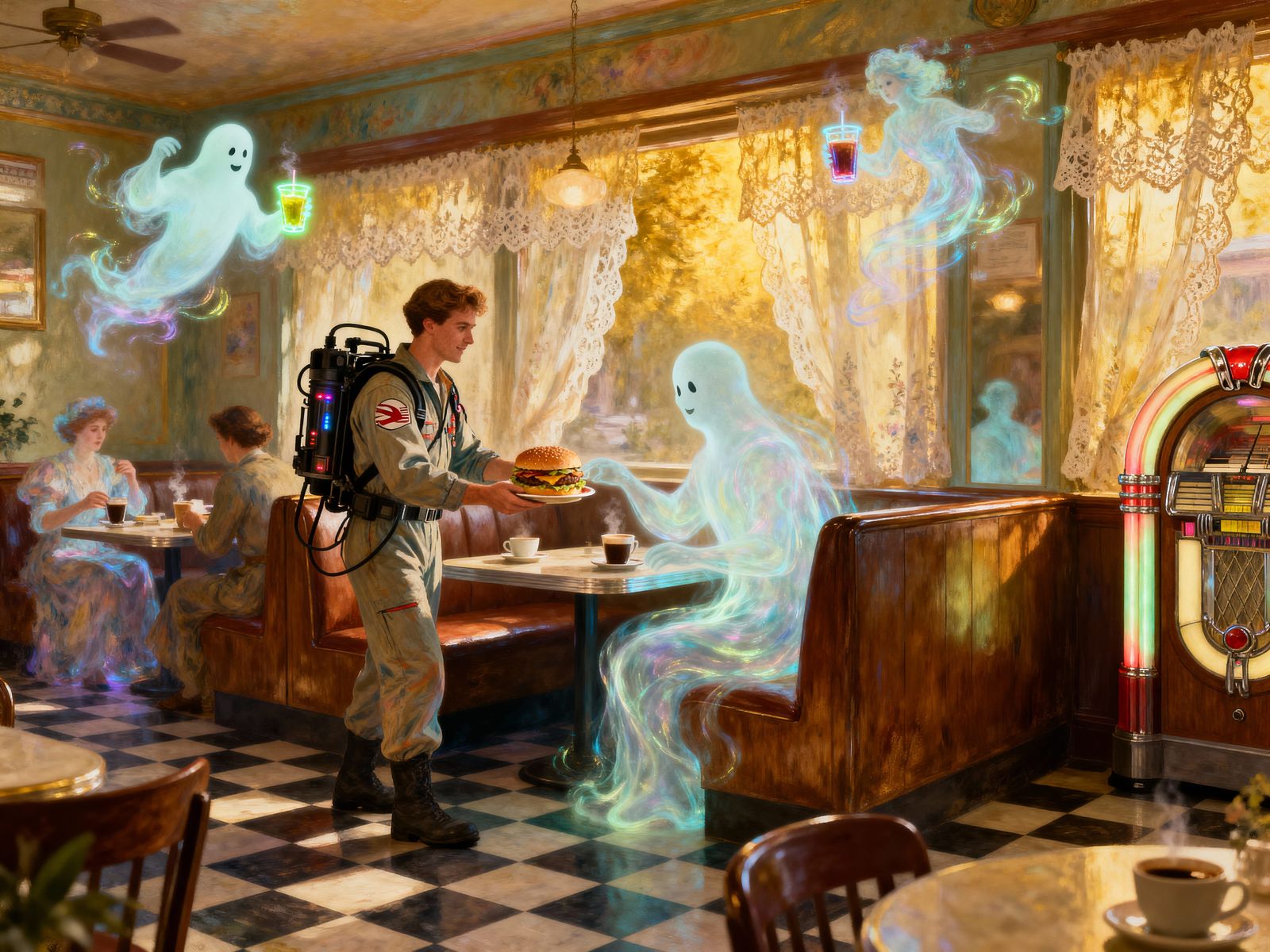 Ghostbusters Serve Burgers in Ethereal Cafe