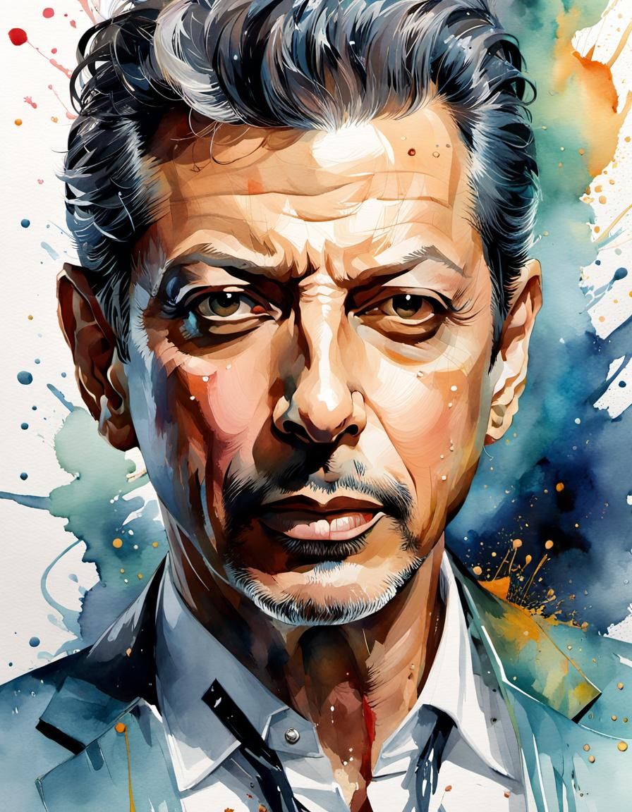 Watercolor Portrait of a Man in Manga Style