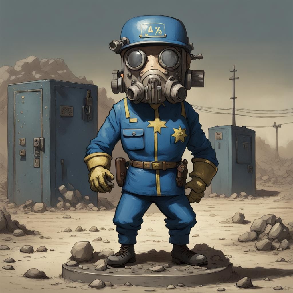 Fallout Bobblehead in Nuclear Wasteland, Horror Style