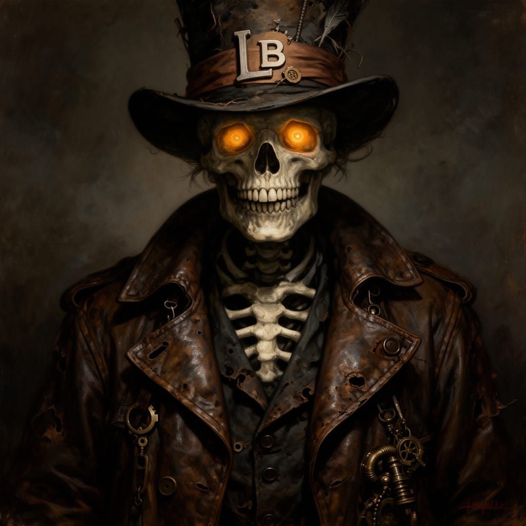 Skeletal Drifter in Gothic Steampunk Coat
