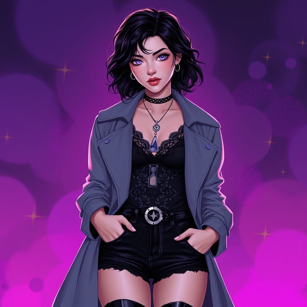 Nyra Caelum: A Neon Noir Beauty