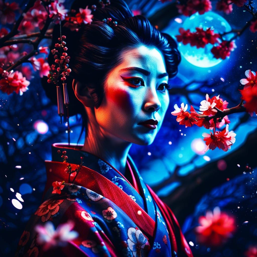 Geisha Portrait in Dark Fantasy Style