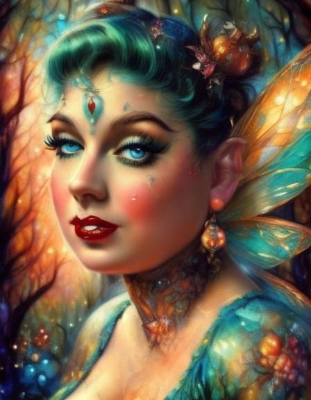 Fairy Woman in 1950s Pin-Up Portrait