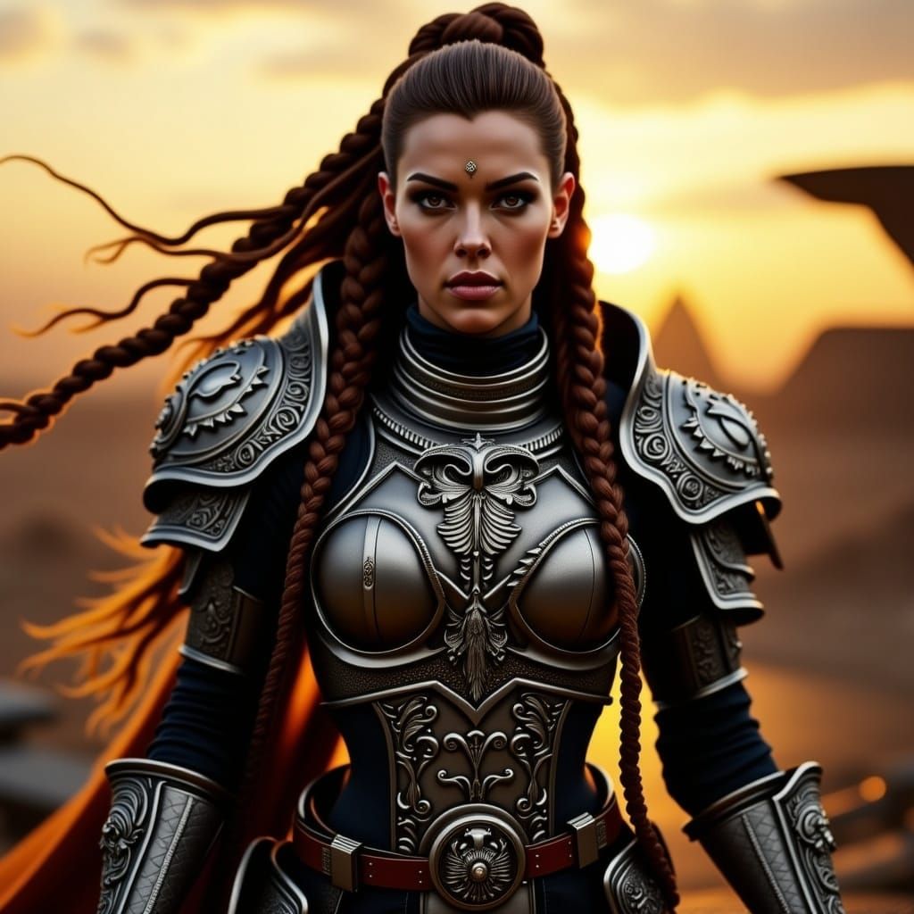 Vikingpunk Road Warrior in Post-Apocalyptic Landscape