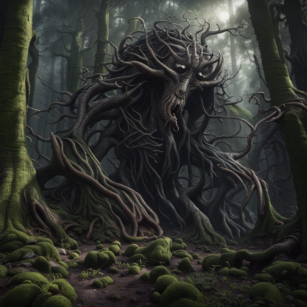Dark Evil Forest by Giger, Stokes, and Rutkowski