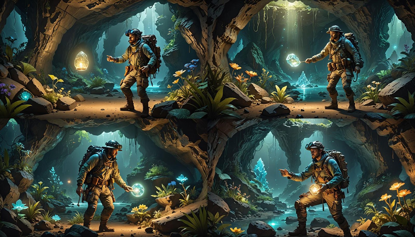 Explorer Discovers Ancient Artifact in Bioluminescent Cave