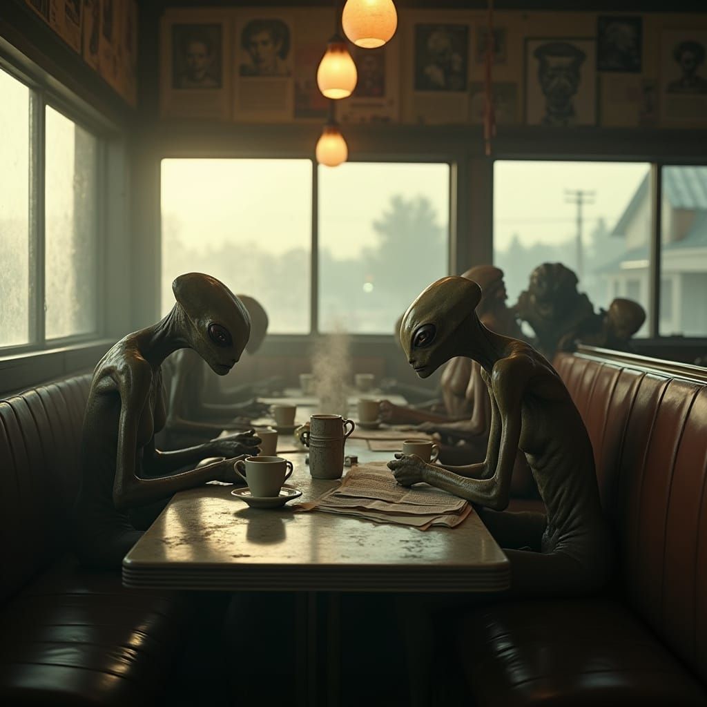 Small-Town Diner at Dawn, Lost in Time