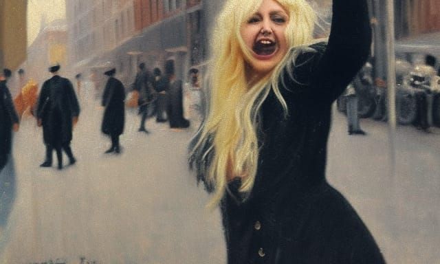 Woman Laughing in 1890s Copenhagen: Oil Painting