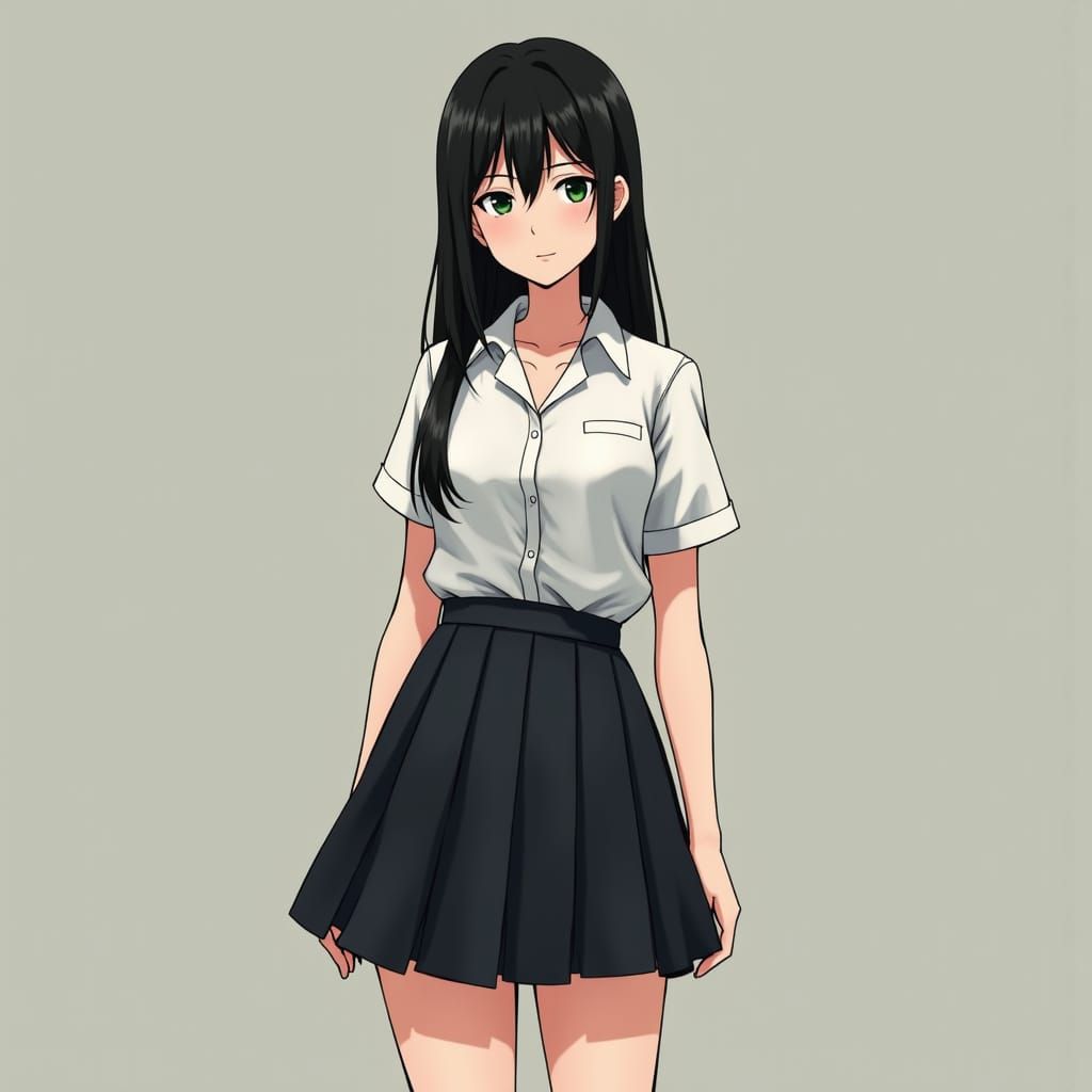 Elegant Anime Schoolgirl in 3D Concept Art