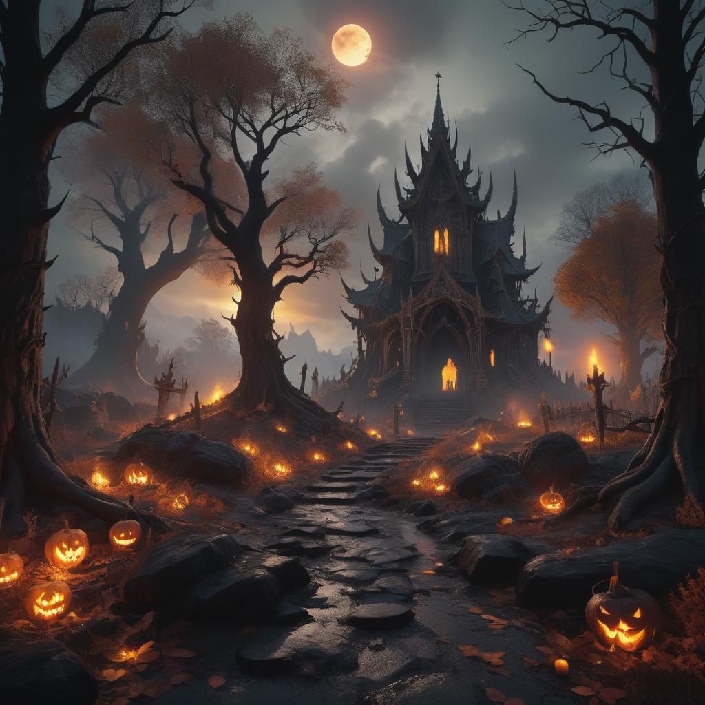 Fantastical Samhain Matte Painting in Deep Color