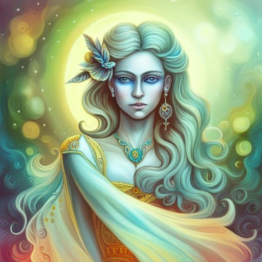 Nitika Manifests Wealth: A Detailed Fantasy Painting