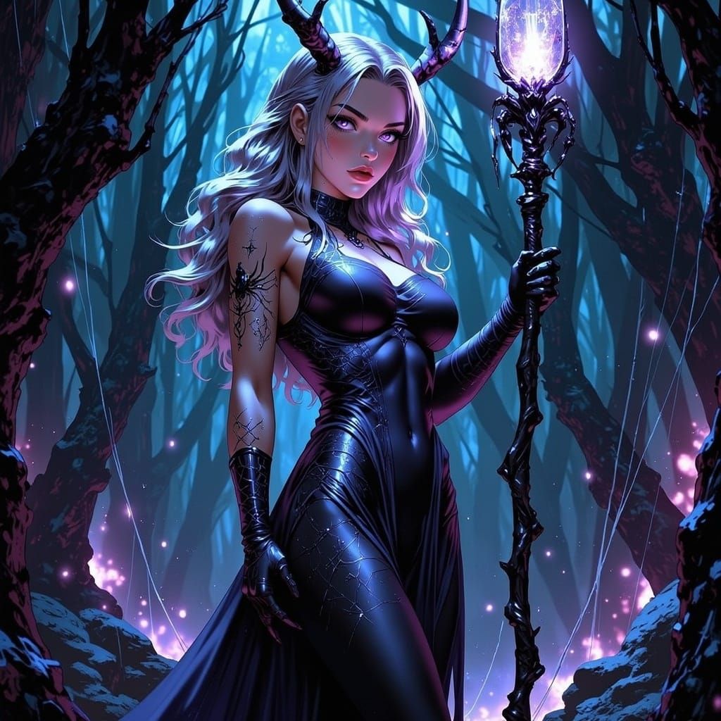 Spider Demon Lord in a Dark Cavern