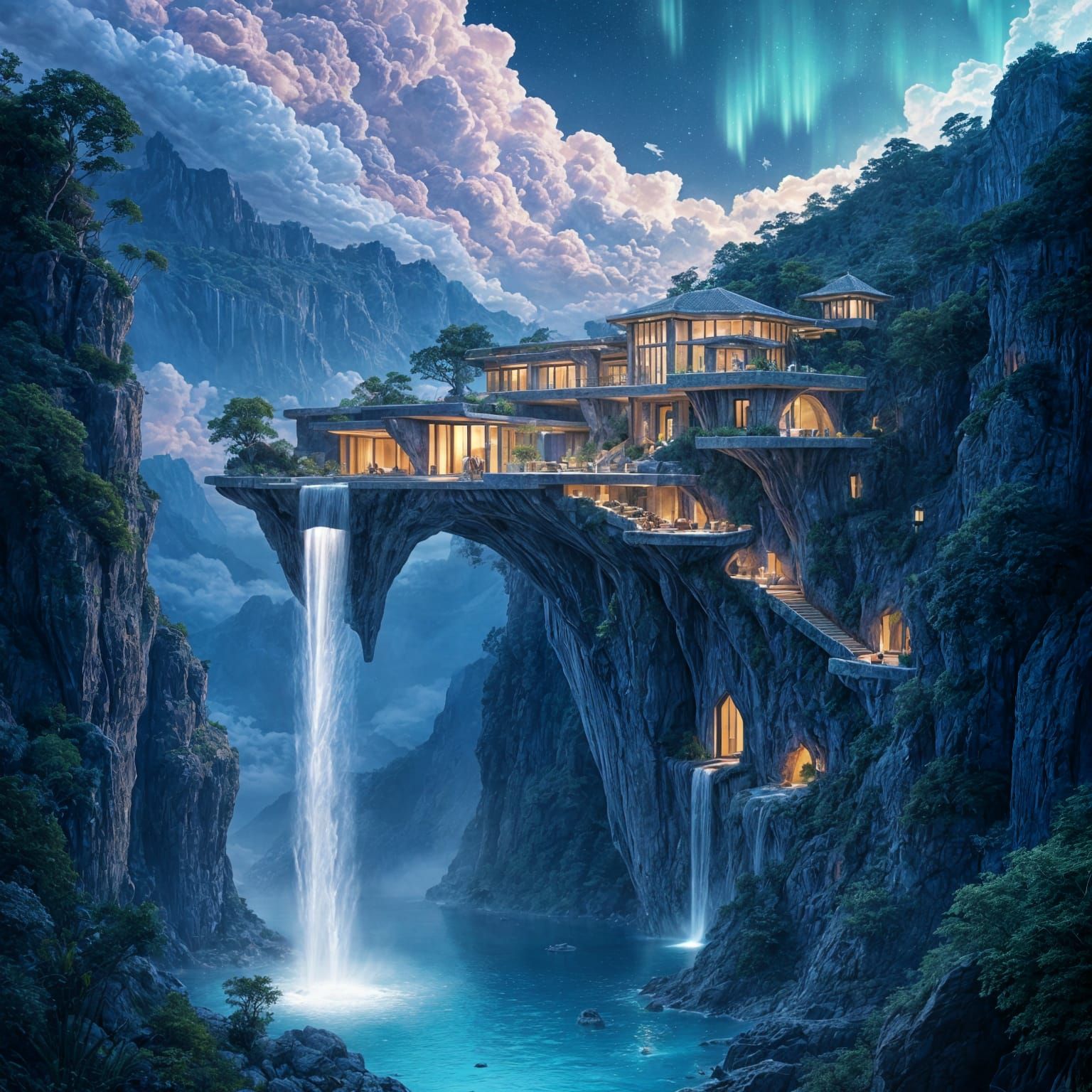 Architecturally Impossible Cliffside House with Waterfall