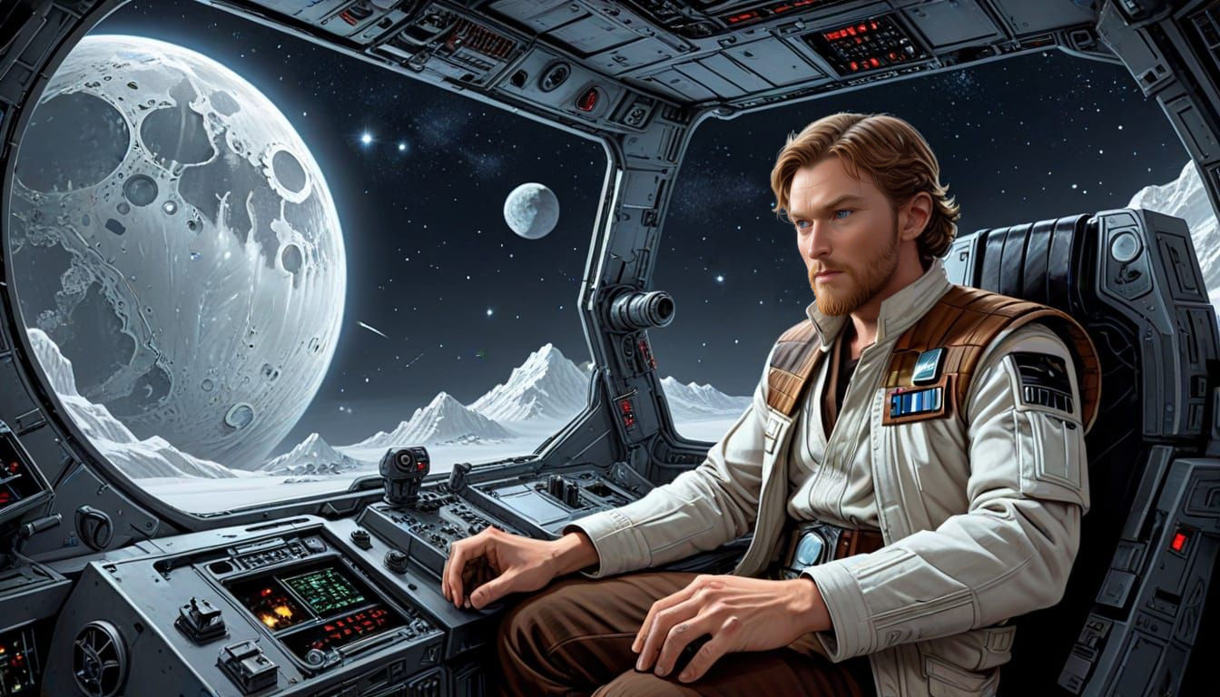 Epic Comic Art of Millennium Falcon Cockpit in Orbit