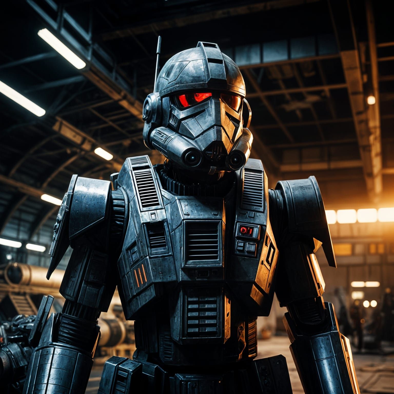 Transformer Robot TIE Fighter Pilot in Gritty Hangar
