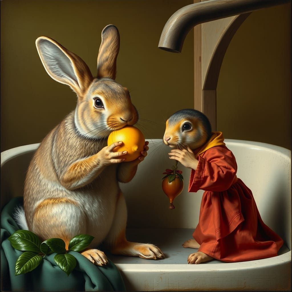 Rabbit with Lemon, Inspired by Van Eyck and Rabin