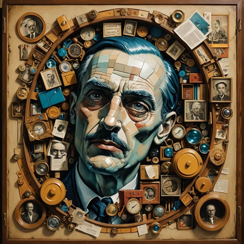 Surreal Face as Art Deco Cabinet of Curiosities