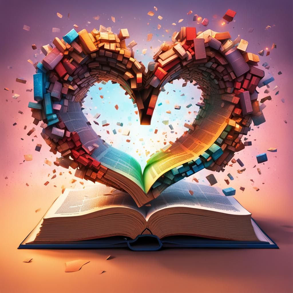 Hyperrealistic Bible Heart: Words Coming Alive