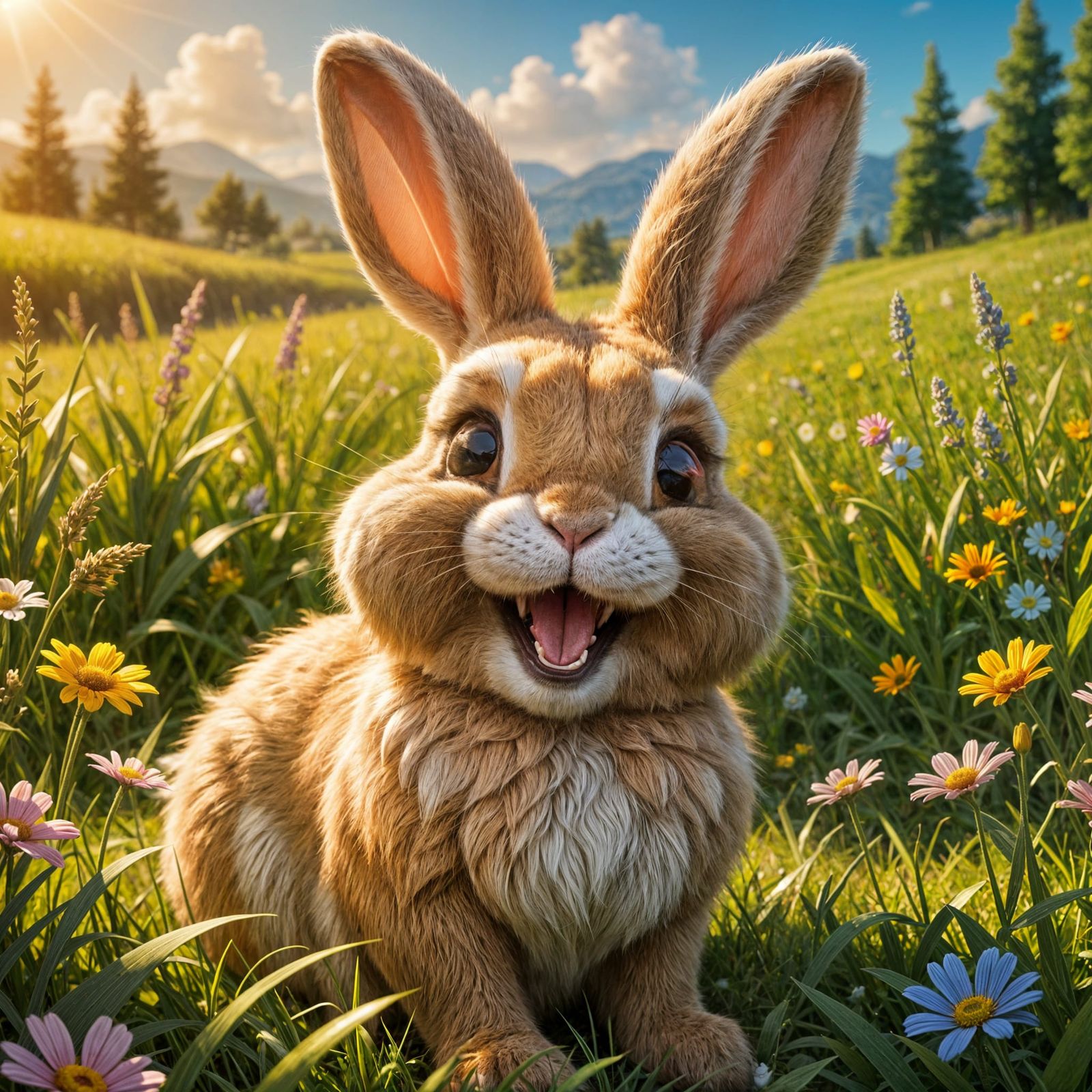 Laughing Bunny Portrait Generated by AI