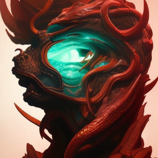 Detailed Devil Serpent Portrait in Digital Art Style